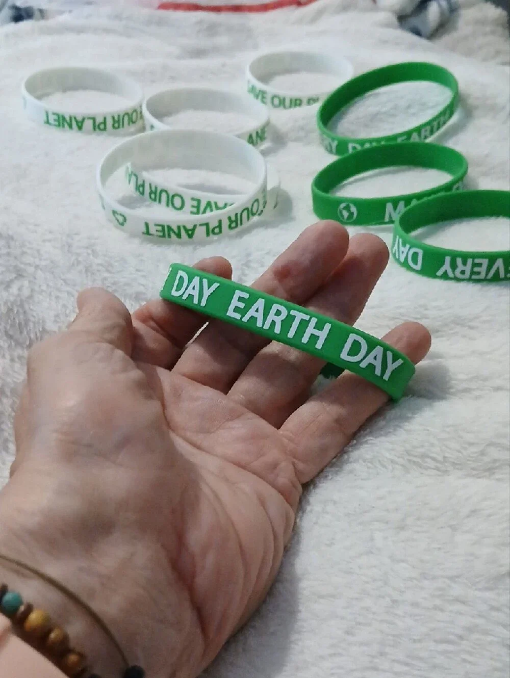 Eco Message Silicone Wristbands - Green & White | Unbranded
